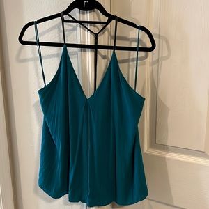 Alice & Olivia Teal & Leather detail tank top
